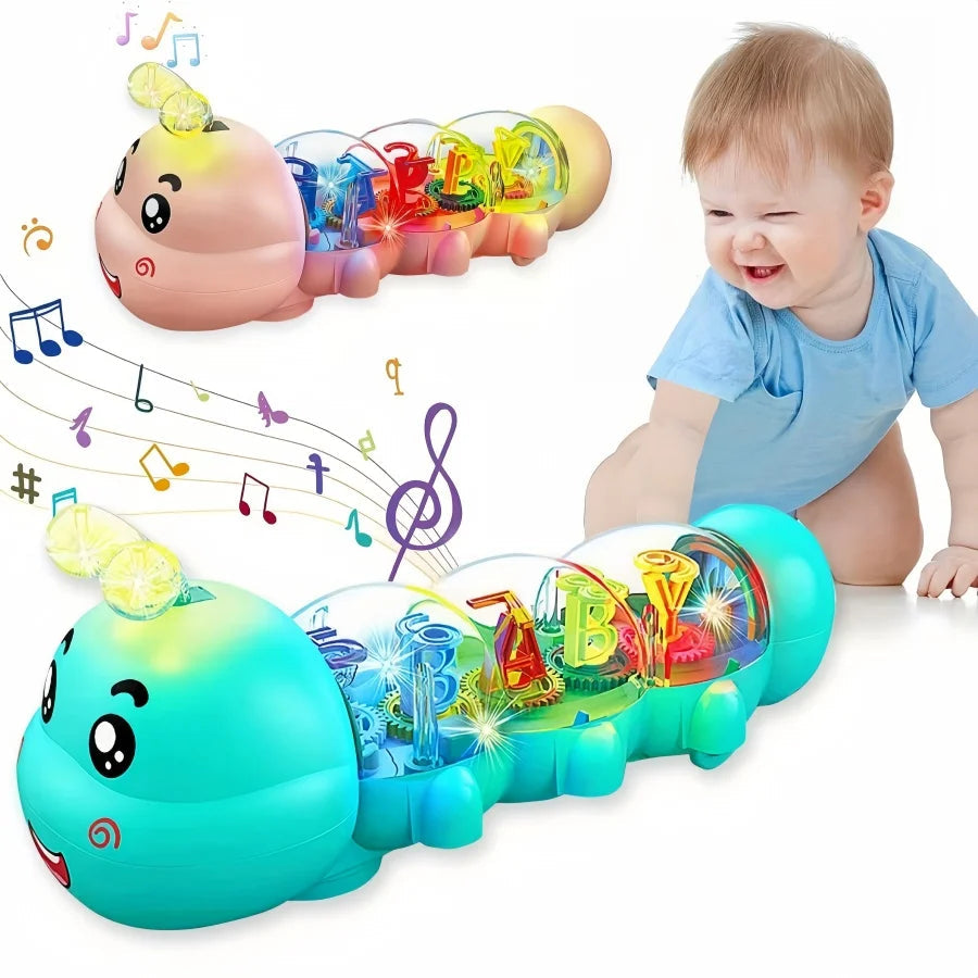 Jouet pour bébé en forme de chenille adorable, avec éclairage, musique et direction automatique, décoré de lettres et de chiffres babyshop