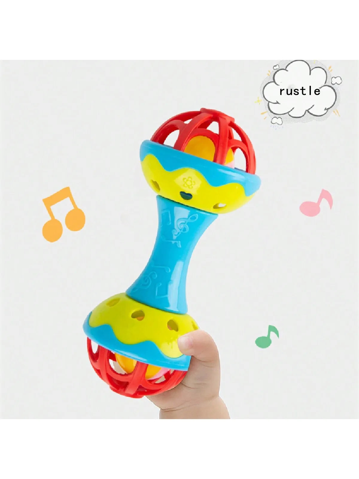 1pieces couleur aléatoire Toequins à deux têtes Rattles à main apaisants Ratchs jouets pour bébés Rattle Baby Nibble Toys bébé 0 - babyshop