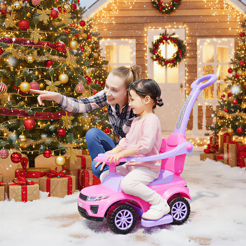 Voitures  3 en 1 pour tout-petits   voiture à roulettes coulissante avec fonction de musique jouet pour garçon fille 18-36 mois, rose